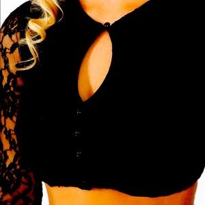 Long Sleeve Lace Splicing Skinny Cut-out Sweaters